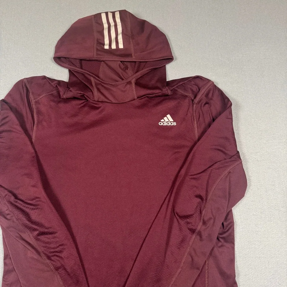 Adidas Energy Running Climawarm Hoodie Maroon Burgundy Mens Large Long Sleeve